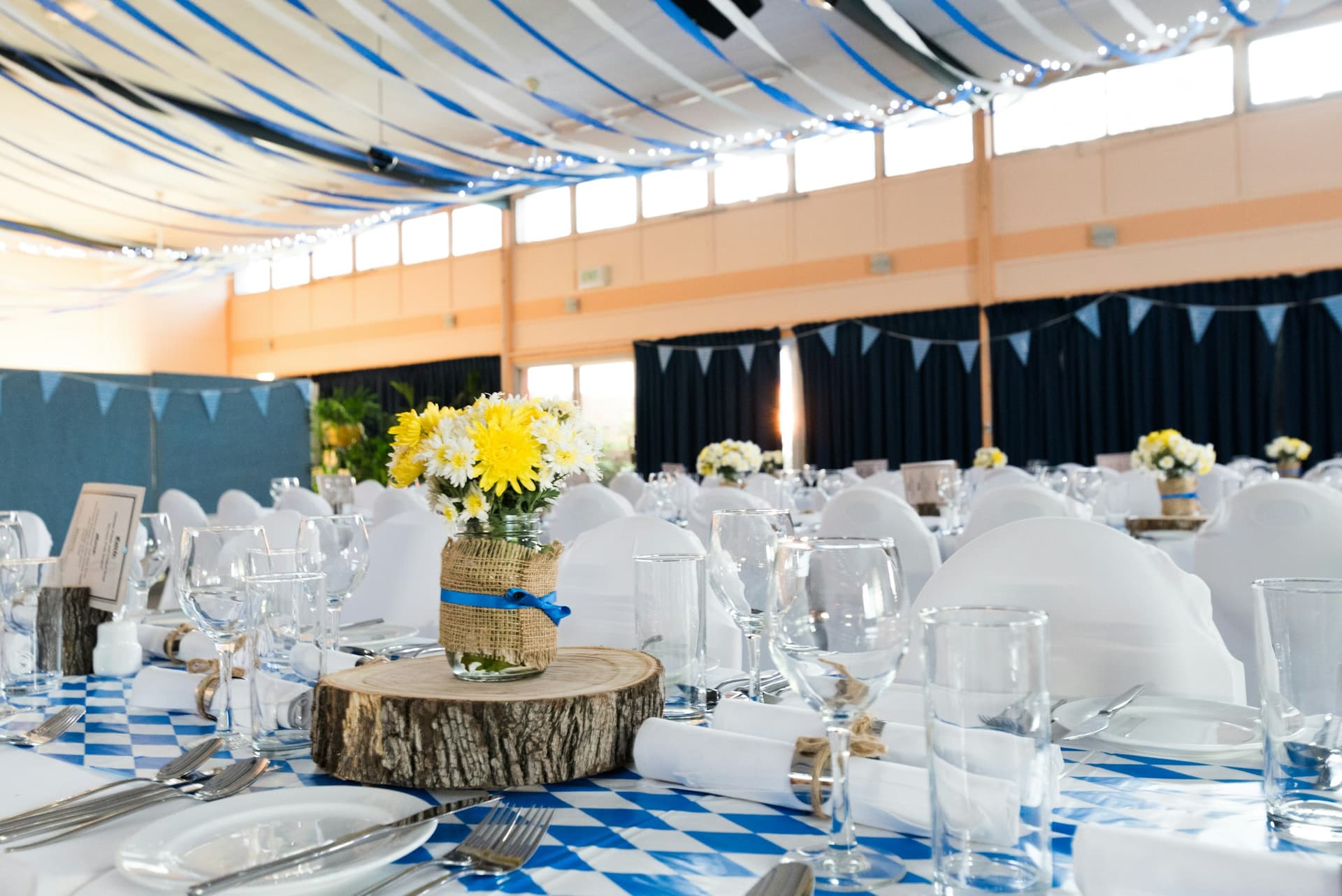 Wedding table setup with romantic lighting